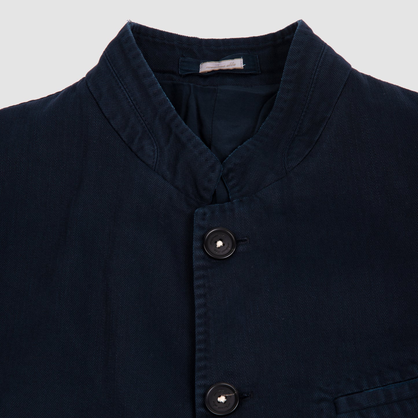 Mao Collar Cotton Jacket Dark Blue