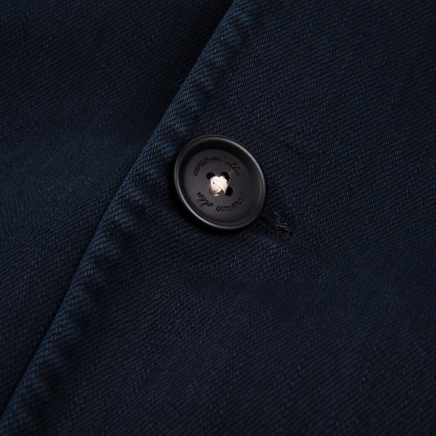 Mao Collar Cotton Jacket Dark Blue