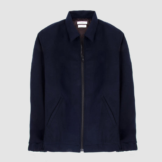 Wool Zip Bomber Dark Navy