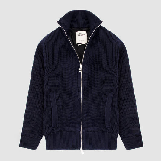 Full Zip Virgin Wool Camionaire Jacket  Navy