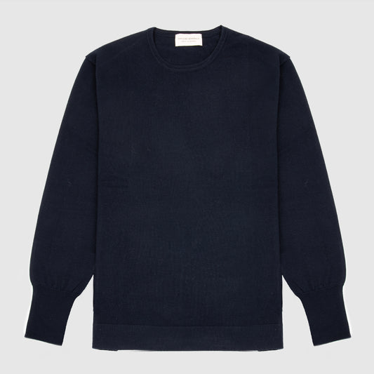 Crew Neck Sweater Merino Wool Navy