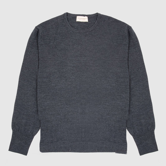 Crew Neck Sweater Merino Wool Heather Grey