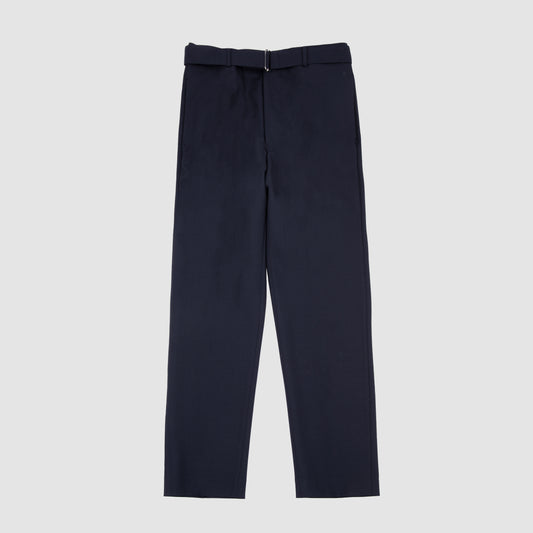 Wool Trouser with Removable Waistband - Dark Navy