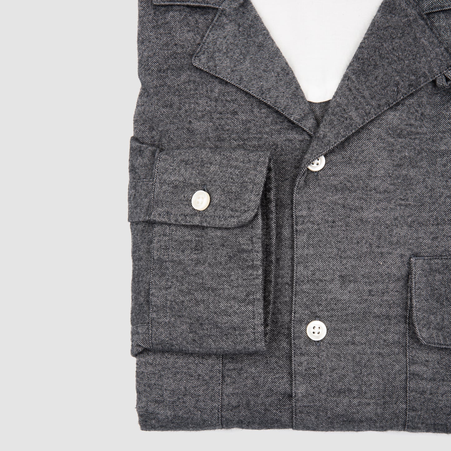 Twill with Two Pockets Sport Shirt Heather Grey