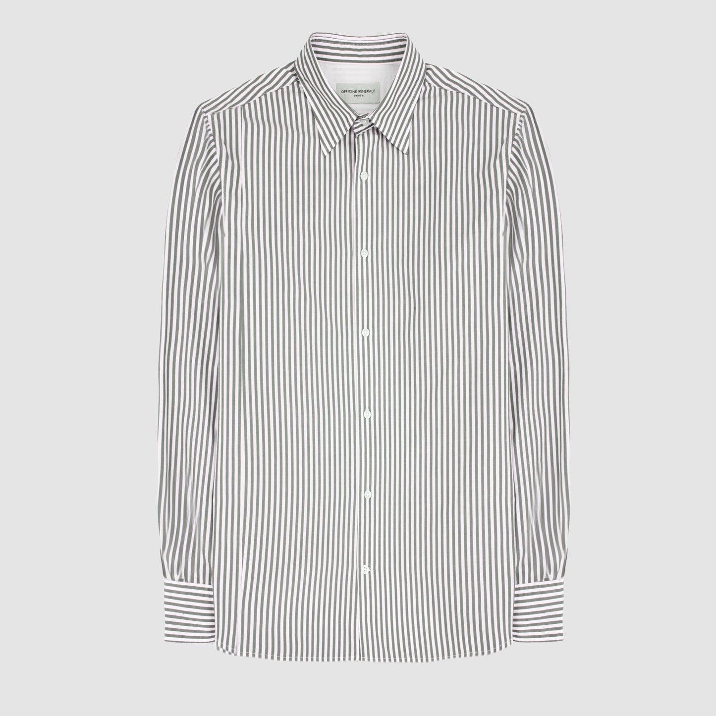 Candy Stripe Sport Shirt - Olive/White