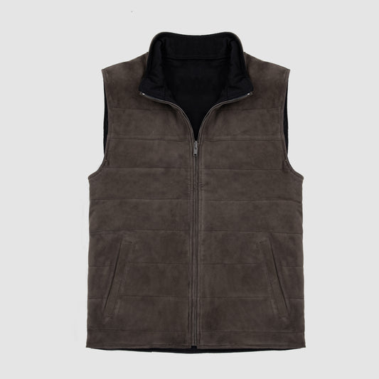 Suede & Cashmere Reversible Vest - Dark Brown