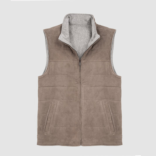 Suede & Cashmere Reversible Vest - Taupe