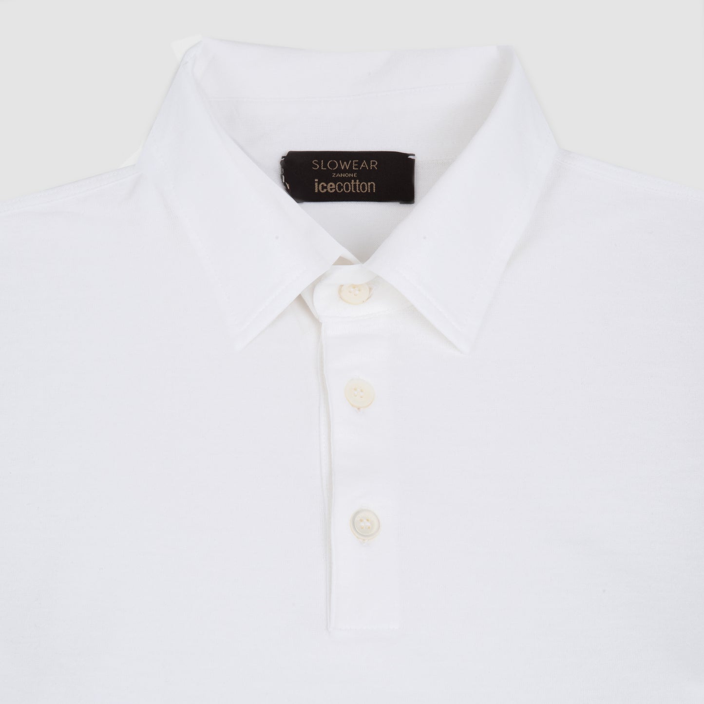 Ice Cotton Long Sleeve Polo Shirt White