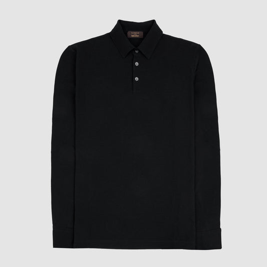 Ice Cotton Long Sleeve Polo Shirt Black