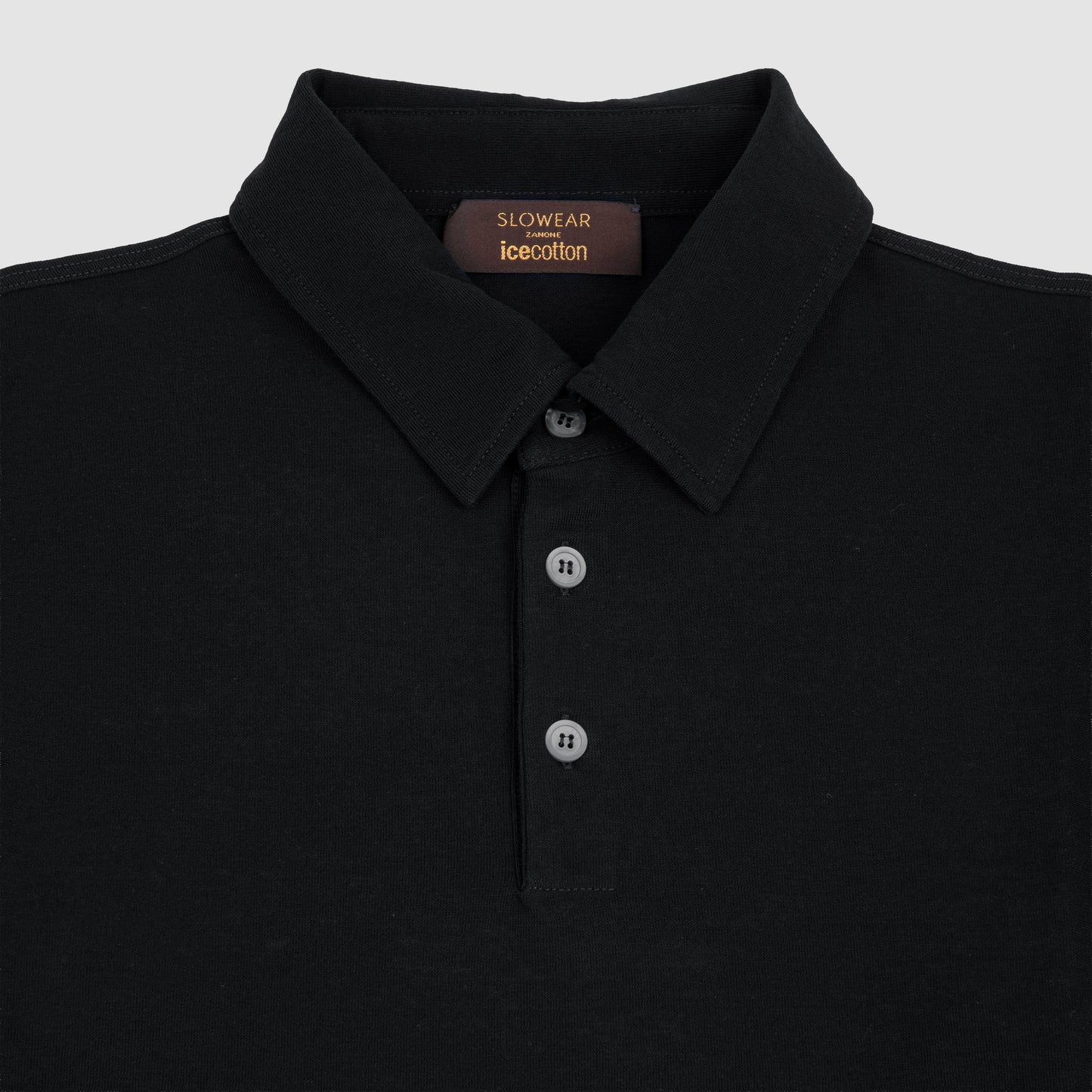 Ice Cotton Long Sleeve Polo Shirt Black