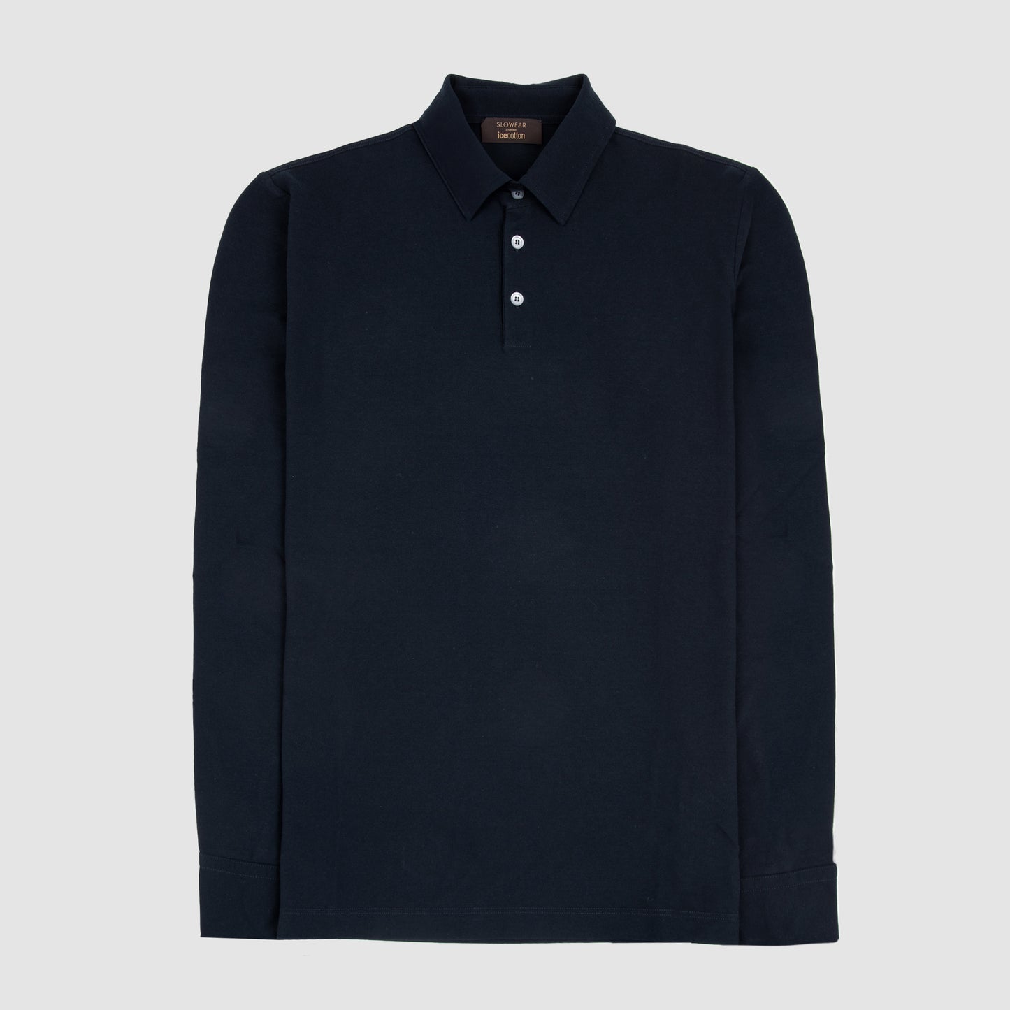 Ice Cotton Long Sleeve Polo Shirt Dark Navy