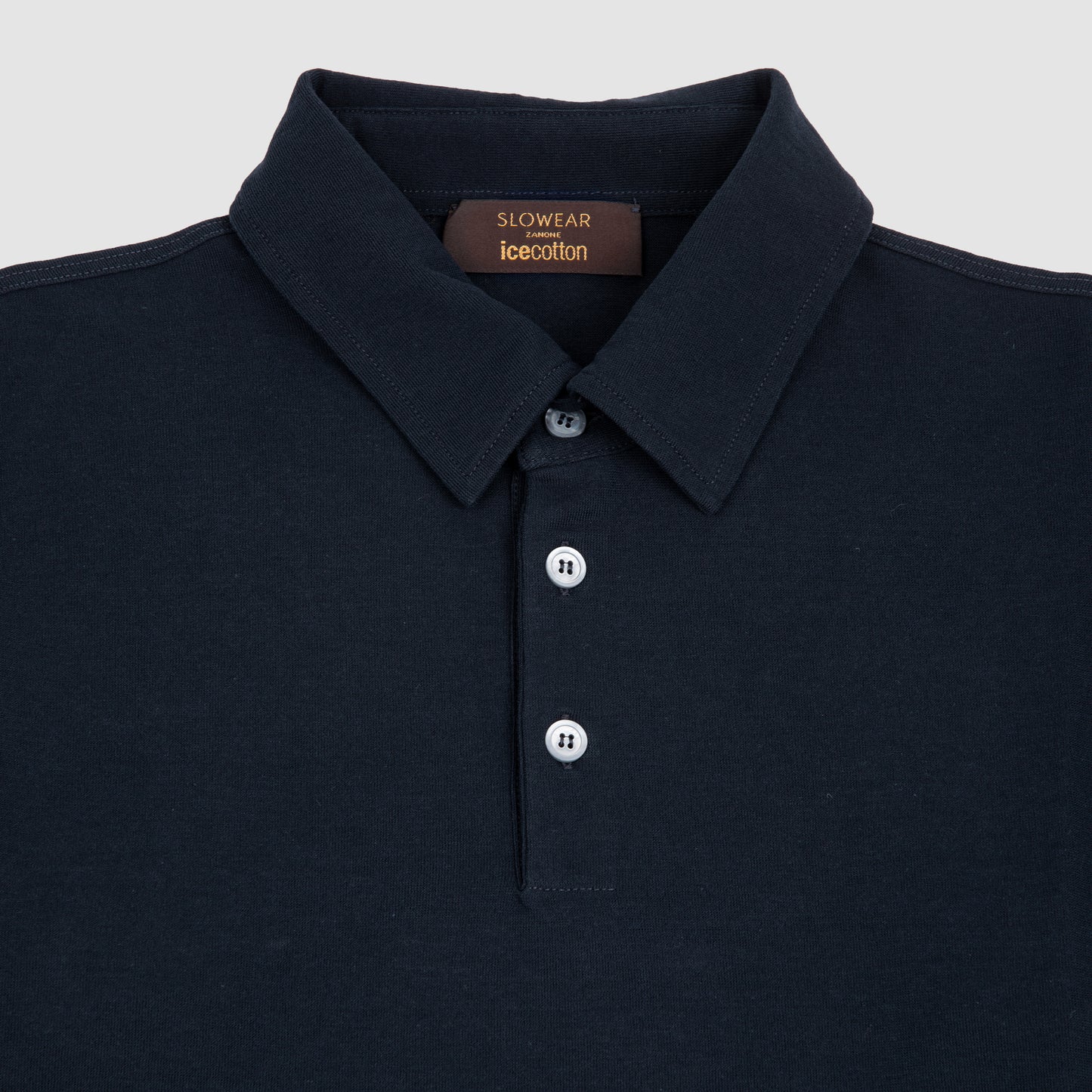 Ice Cotton Long Sleeve Polo Shirt Dark Navy