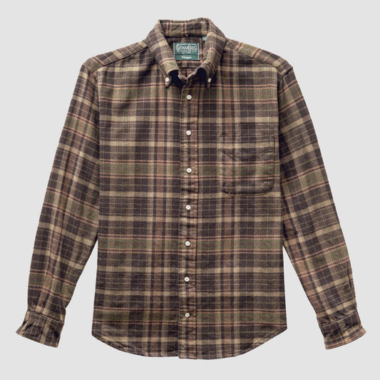 Brown Olive Brushed winter madras - Brown Olive