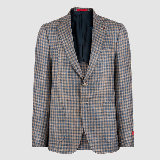 Overcheck Dominico Single Breasted Jacket - Beige & Navy