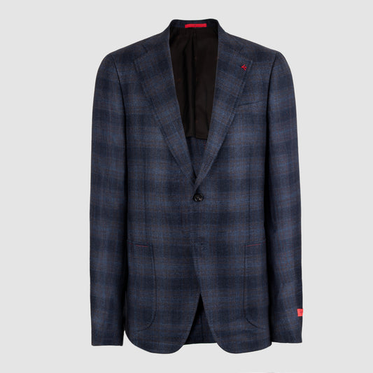 Overcheck Dominico Single Breasted Jacket - Navy & Brown