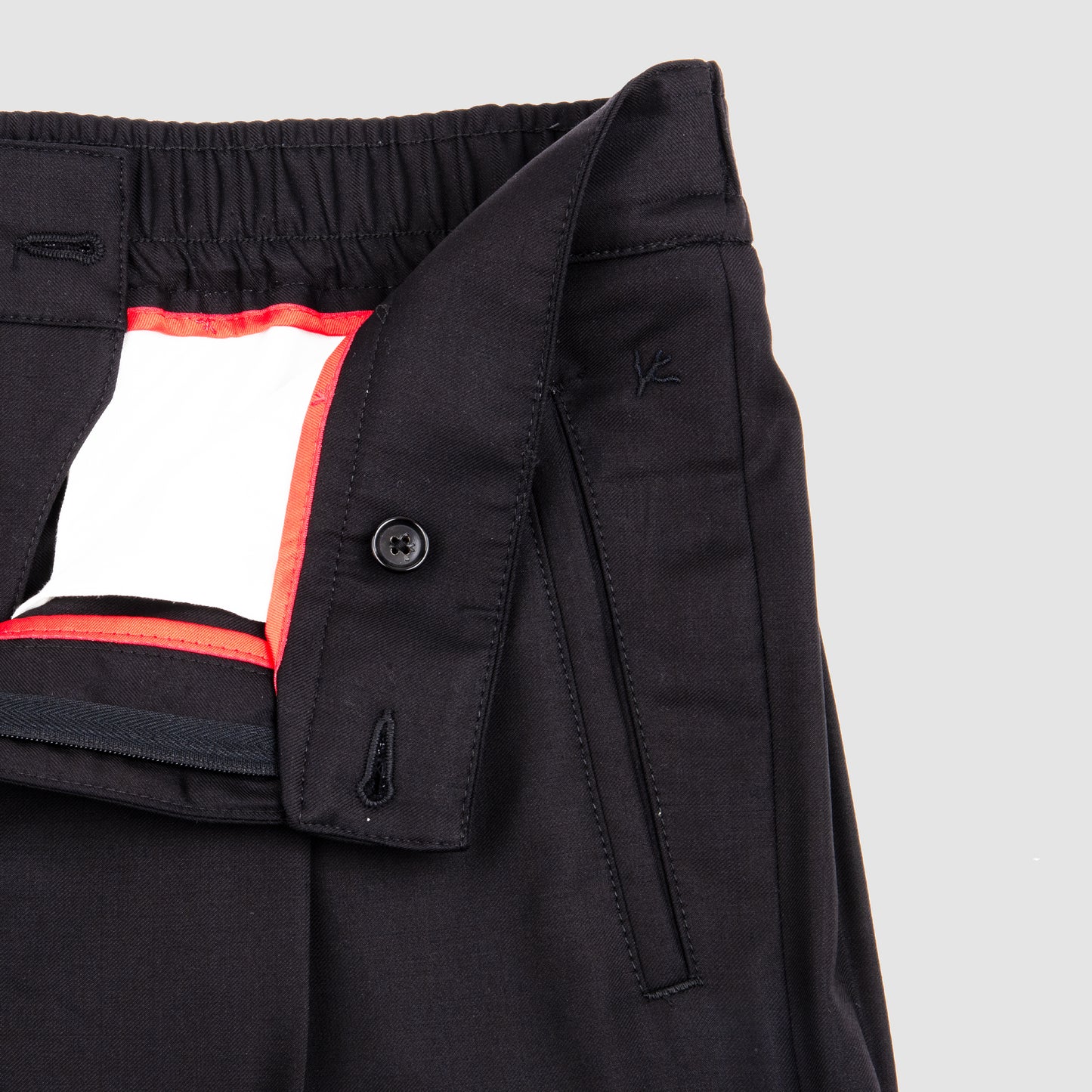 Elastic Back Waistband Trousers - Black