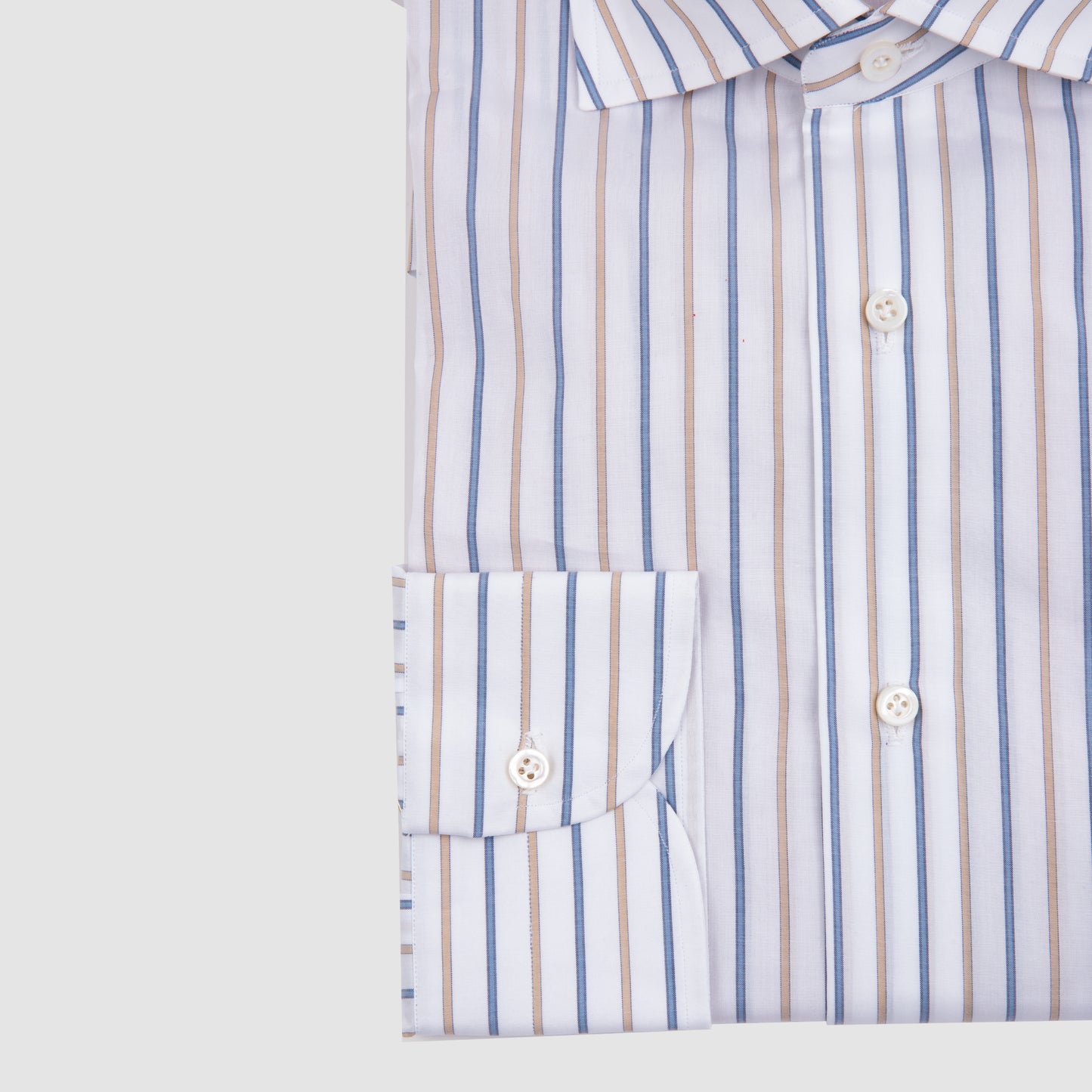 Striped Sport Shirt - White Beige Blue