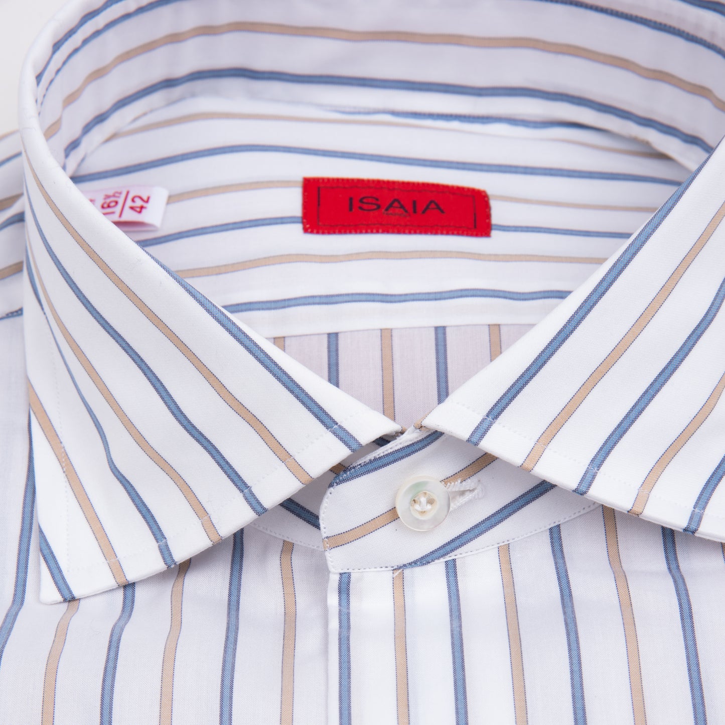 Striped Sport Shirt - White Beige Blue