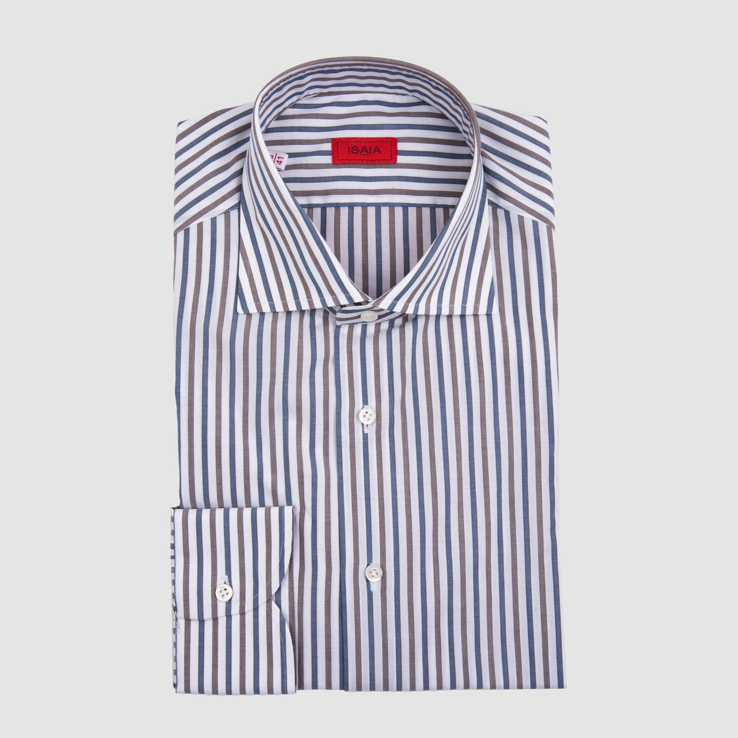 Striped Sport Shirt - Taupe Blue