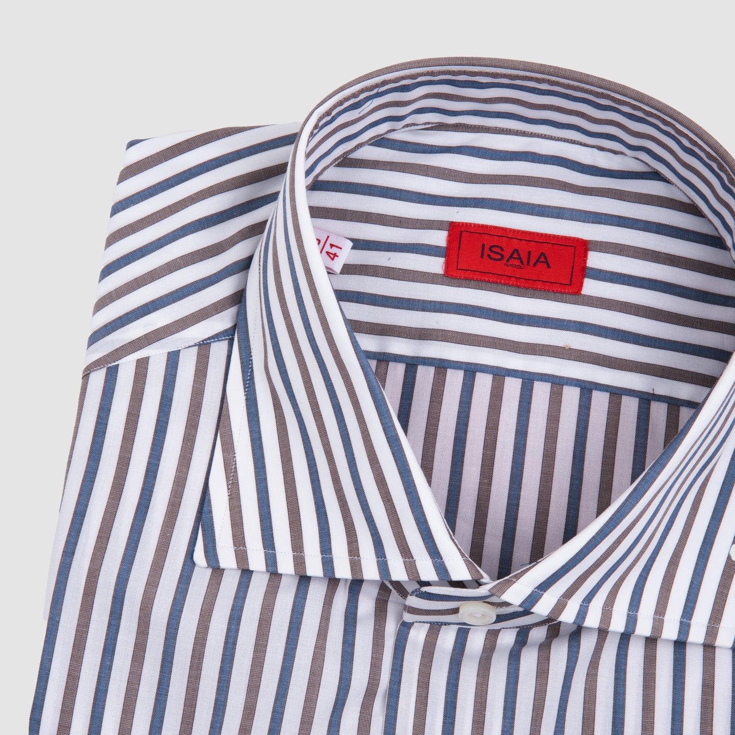 Striped Sport Shirt - Taupe Blue