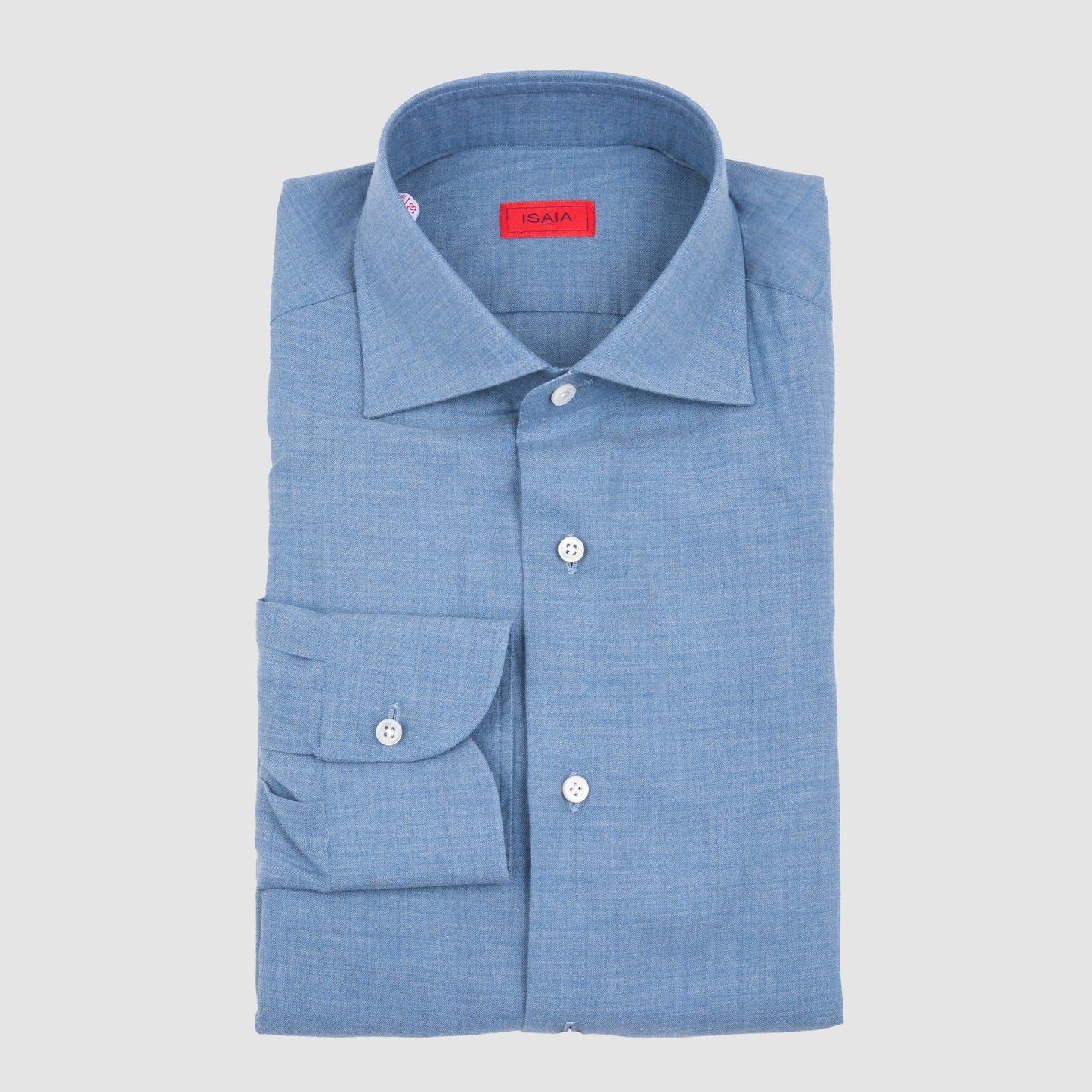 Flannel Solid Color Sport Shirt - Light Blue