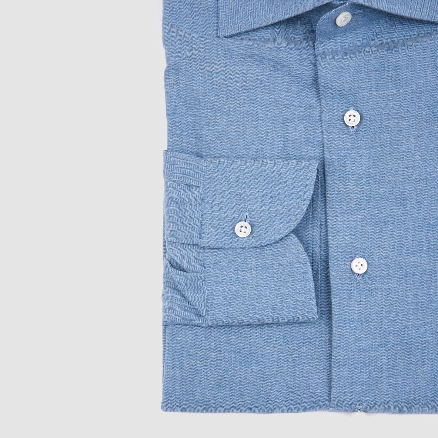 Flannel Solid Color Sport Shirt - Light Blue