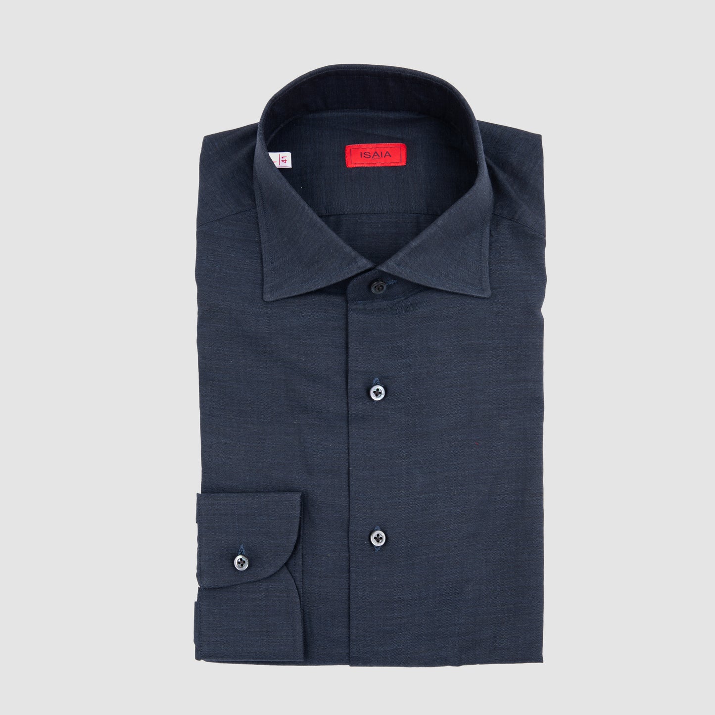 Flannel Solid Color Sport Shirt - Navy