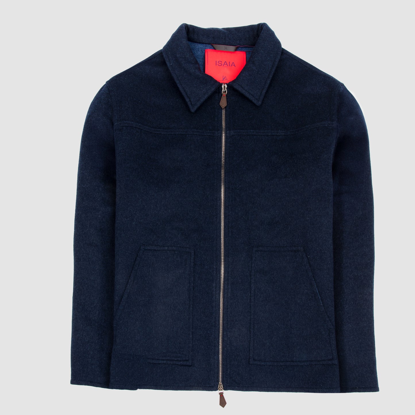 Cashmere Double Face Full Zip Bomber - Navy
