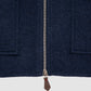 Cashmere Double Face Full Zip Bomber - Navy