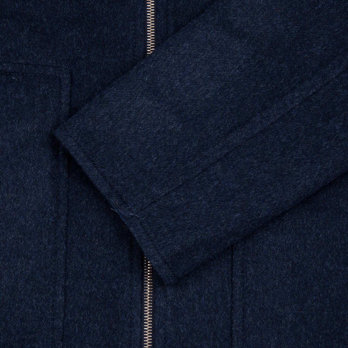 Cashmere Double Face Full Zip Bomber - Navy