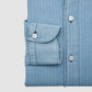 Denim Herringbone Luigi Collar Gaeta Fit Sport Shirt - Blue