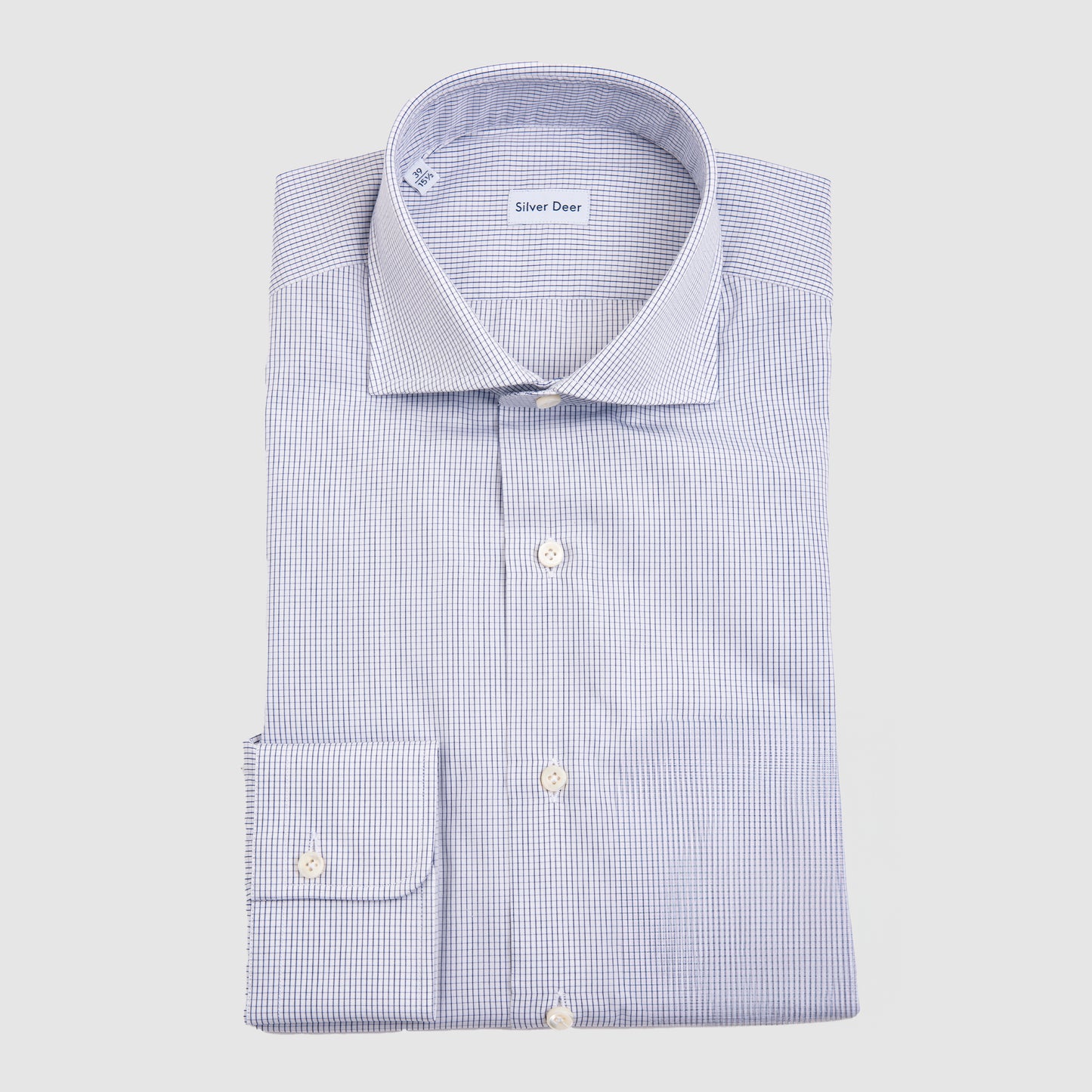Micro Check Dress Shirt - White & Blue