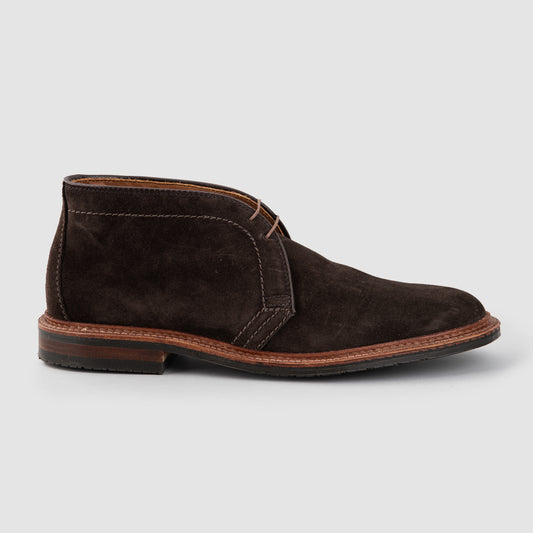 Alden Lined Chukka Boot in Dark Chocloate Suede with Rubber Sole 5196L Dark Chocolate