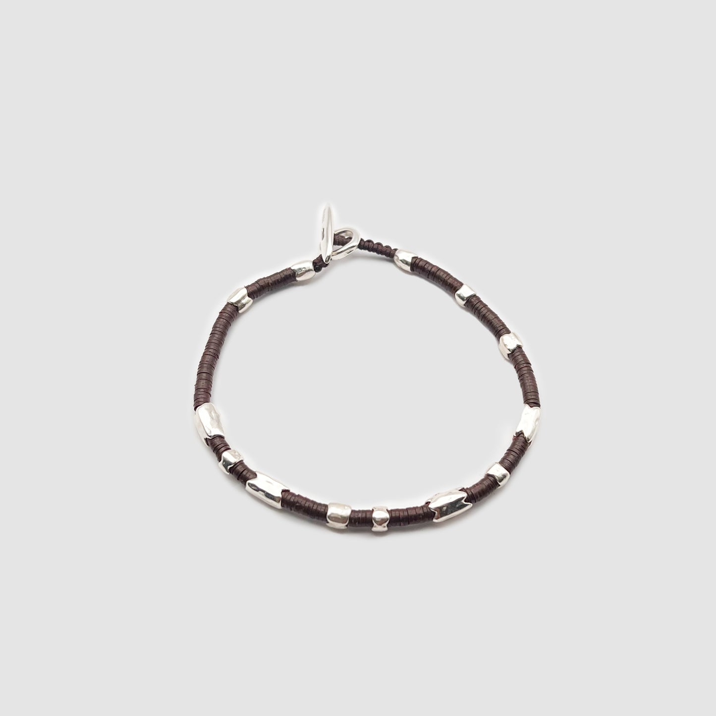 Dryp Bracelet in Silver and Dark Brown African Beads