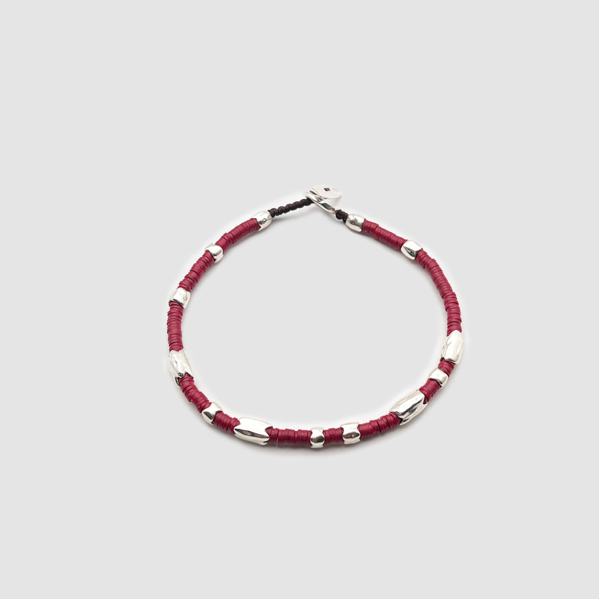 Dryp Bracelet in Silver and Wine African Beads