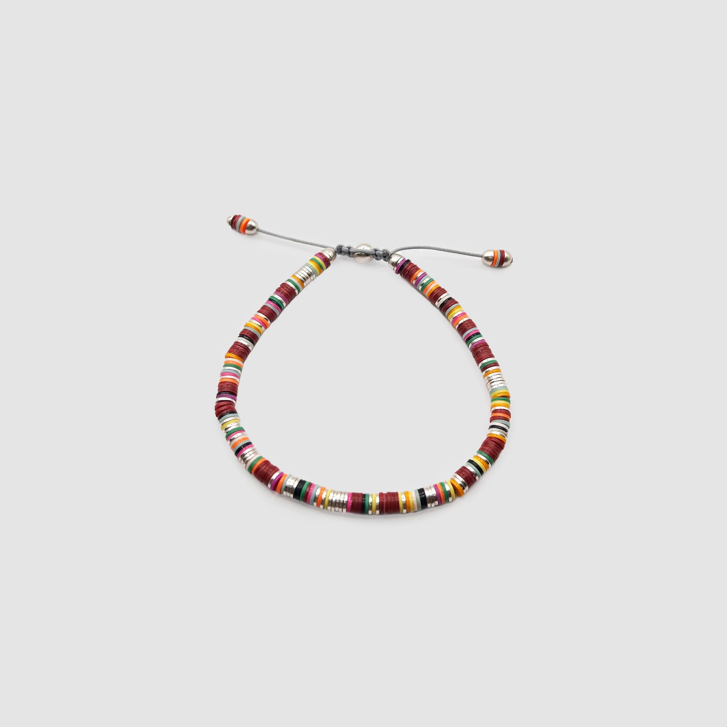 Malli African Disc Bracelet in Maroon Mix