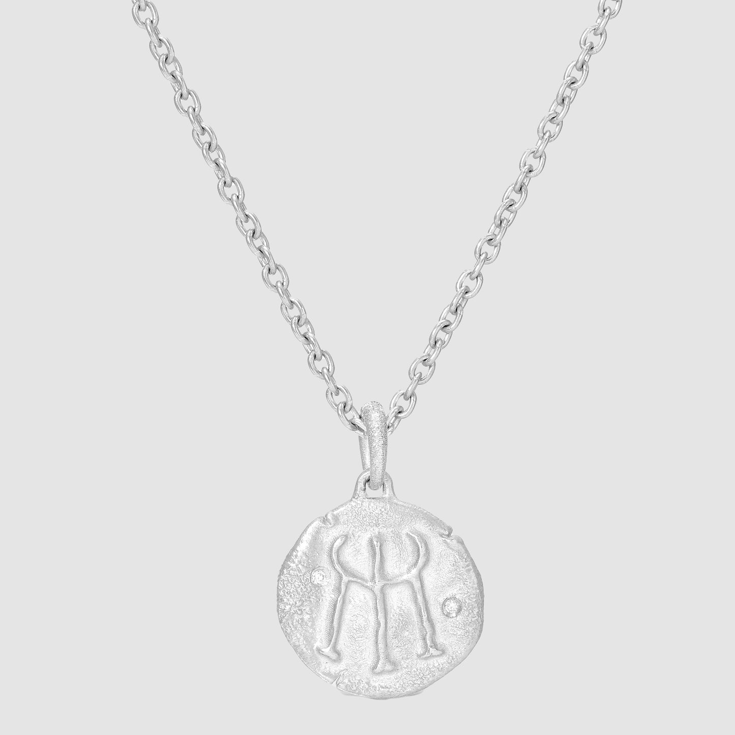 Money and Prosperity Message Necklace in Silver with white Diamond