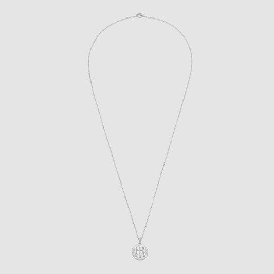 Money and Prosperity Message Necklace in Silver with white Diamond