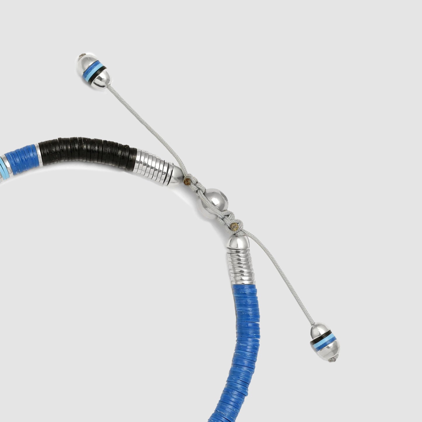 Palli Blue African Disk Bracelet with Silver Discs