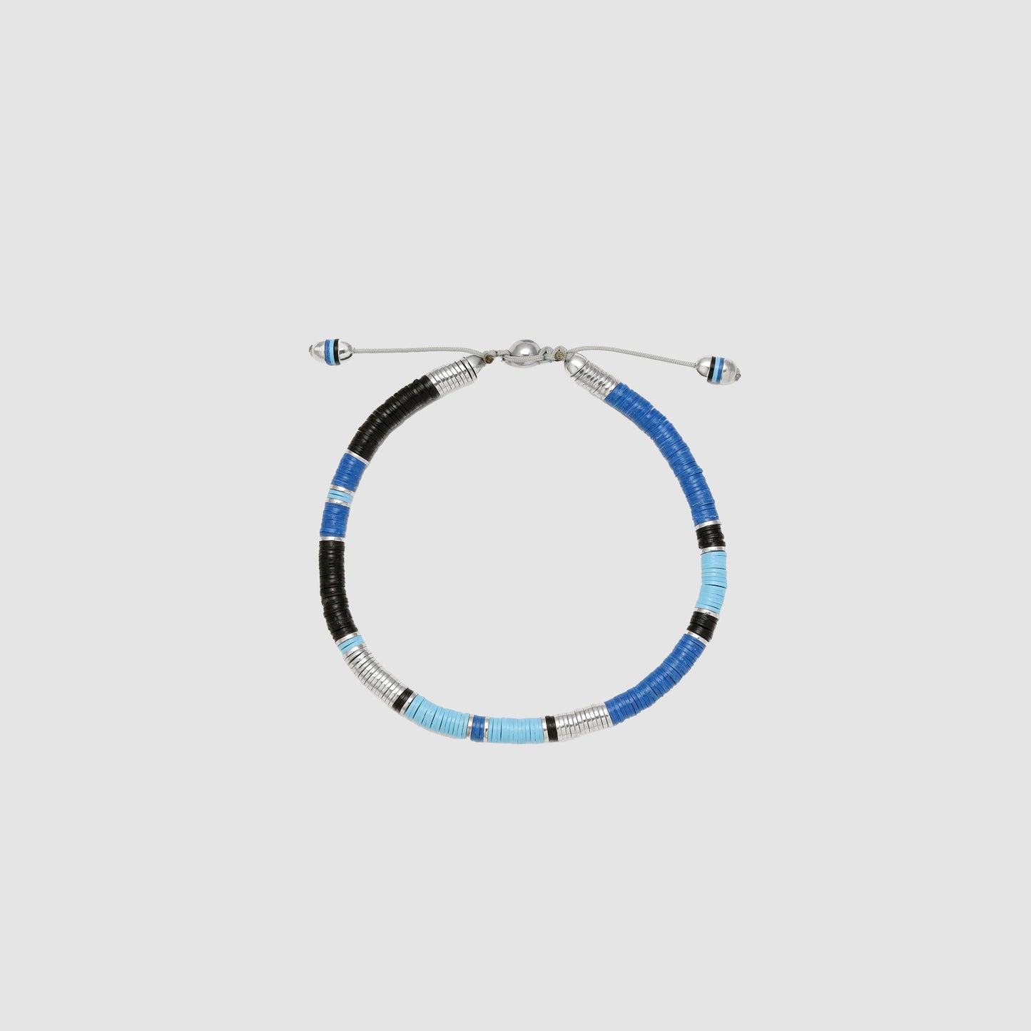 Palli Blue African Disk Bracelet with Silver Discs