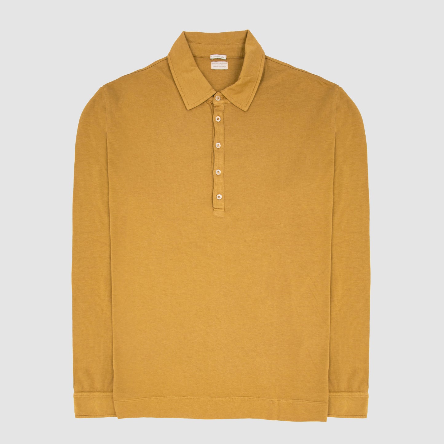 Long Sleeve cotton & Silk Polo Yellow