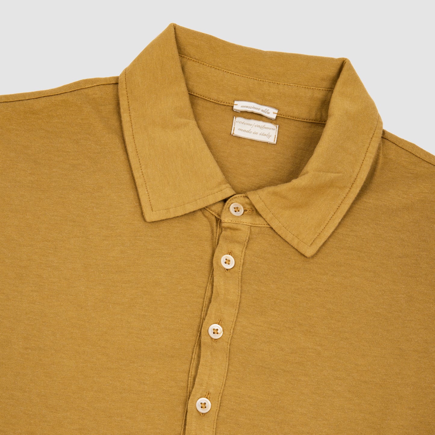 Long Sleeve cotton & Silk Polo Yellow
