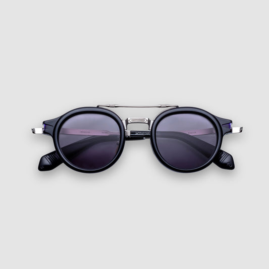 DELAGE, Hudson, Blue Lenses, Silver Beta Titanimum and Black Acetate Frame
