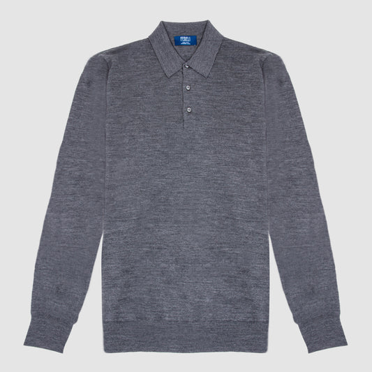 The Sportman Long Sleeve Polo Sweater Grey