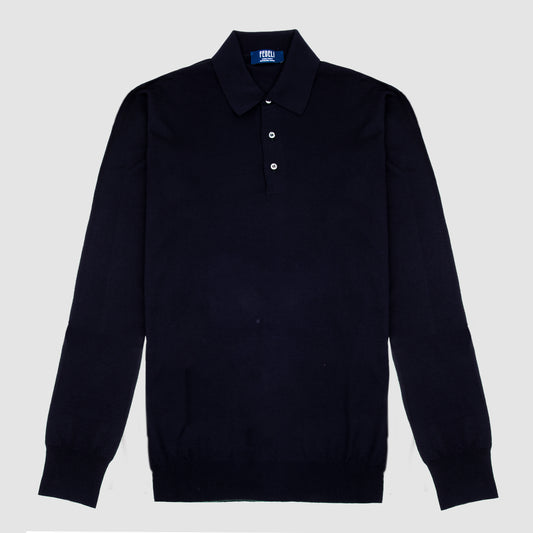 The Sportman Long Sleeve Polo Sweater Navy