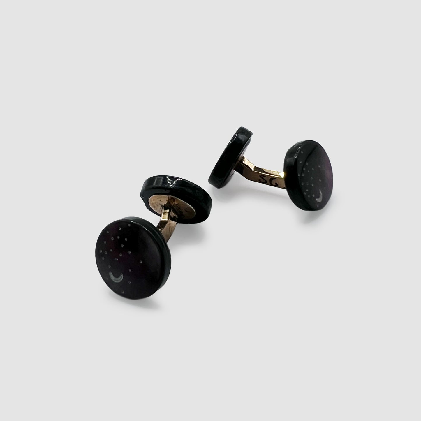 Evening cabochon cufflinks Grey Mother of Pearl