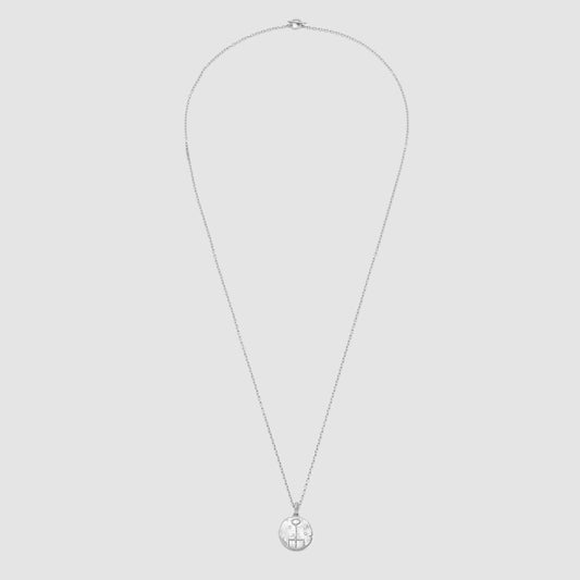 Most Desire Message Necklace In Silver with White Diamond