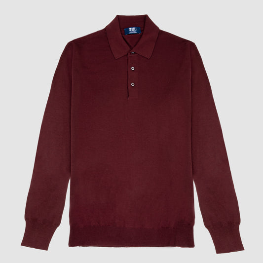 The Sportman Long Sleeve Polo Sweater Burgundy