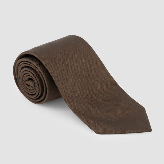 Solid Herringbone Silk Tie