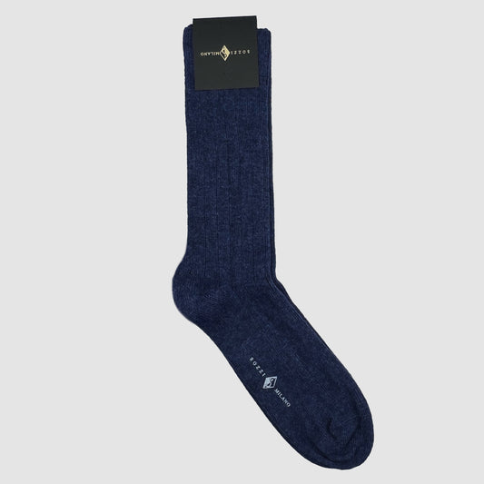 Ribbed SOCKS in cashmere and viscose Blue Melange